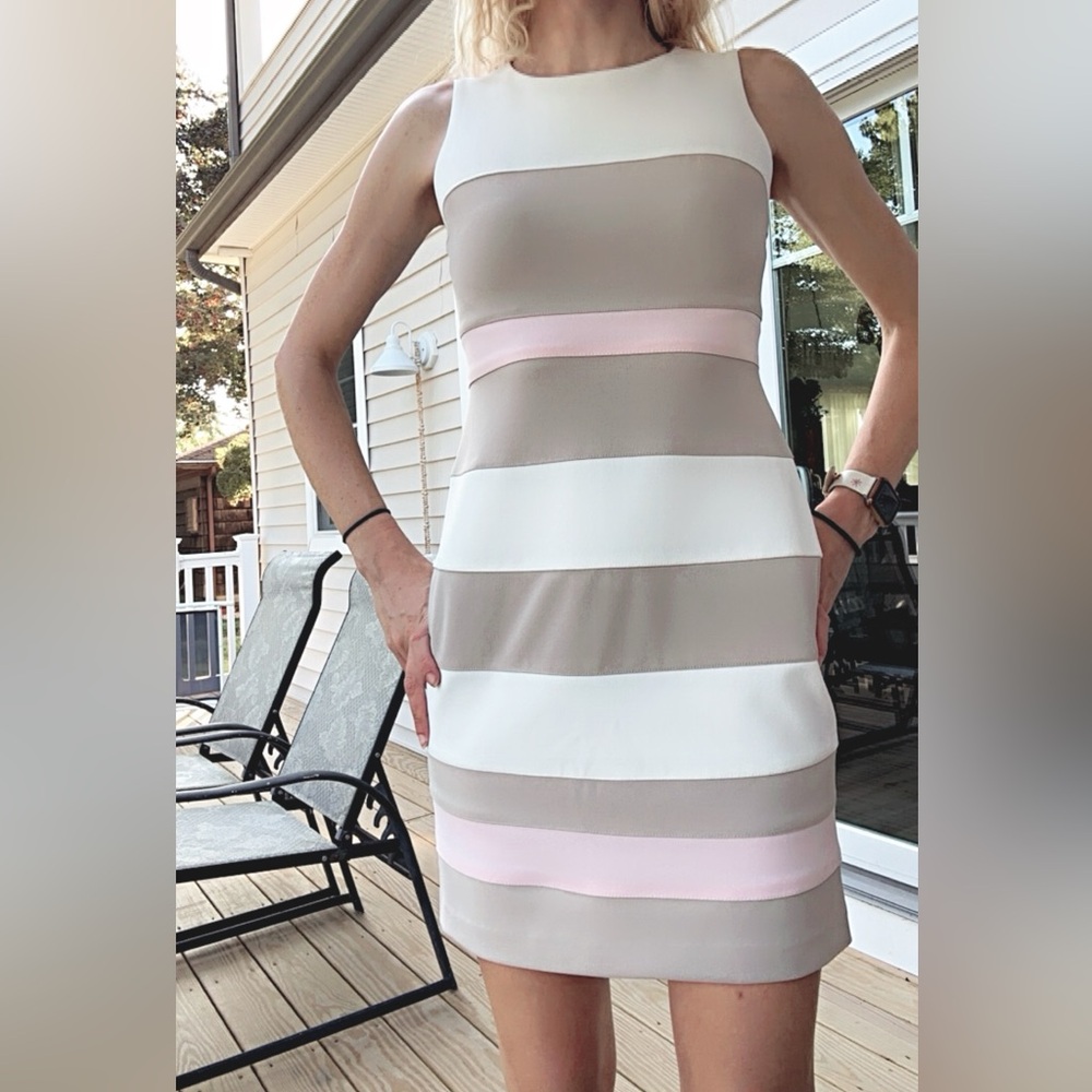 NWT Tommy Hilfiger Neutral/Pink Color Block  Body Con Dress